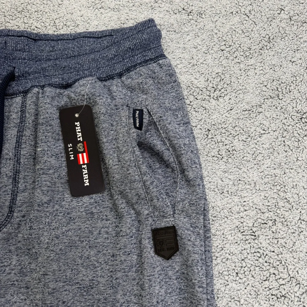 Phat Farm Joggers Mens Small Melange Navy Blue Slim Fit Sweatpants Joggers Y2K